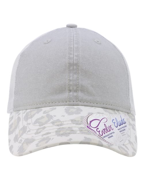 Women's Printed Bill with Mesh Back Cap - Grey/ Snow Leopard/ White