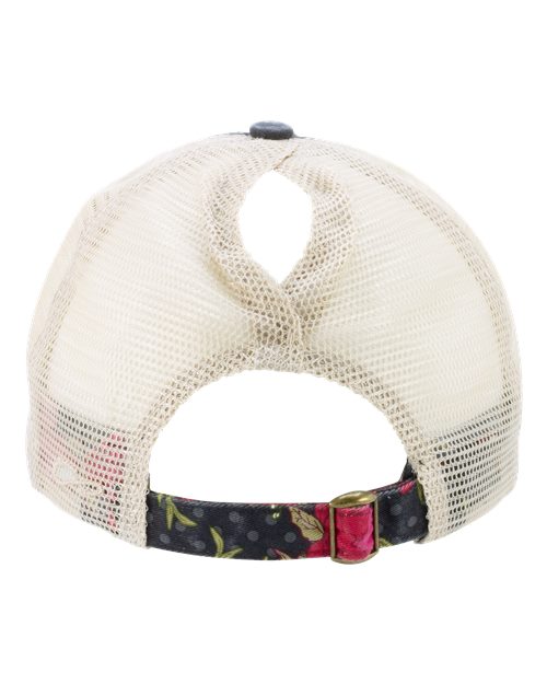 Women's Printed Bill with Mesh Back Cap - Black/ Floral/ Khaki