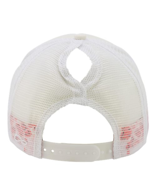 Women's Foam Trucker Cap - Ivory/ Lavender/ White/ Smiley