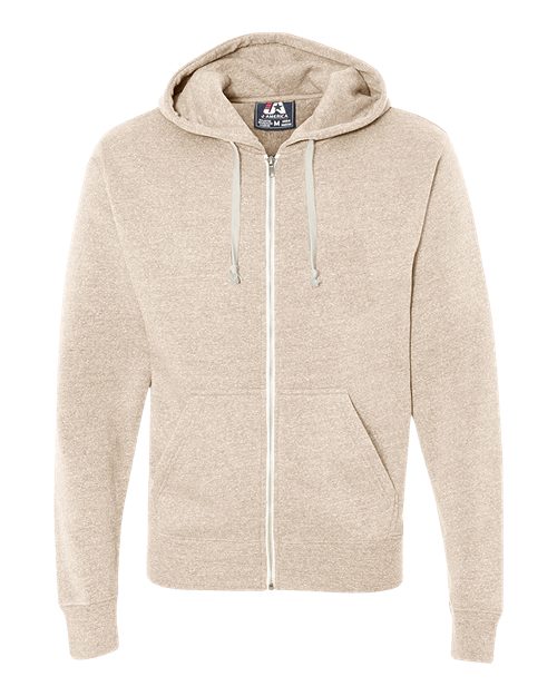 Men's Triblend Full-Zip Hooded Sweatshirt - Oatmeal Triblend
