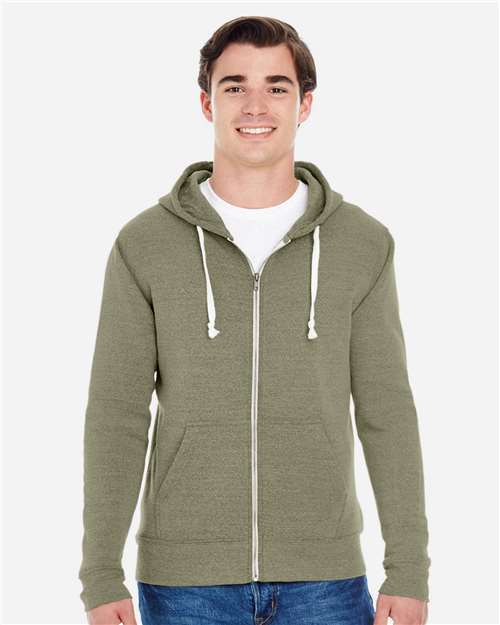Men's Triblend Full-Zip Hooded Sweatshirt - Olive Triblend