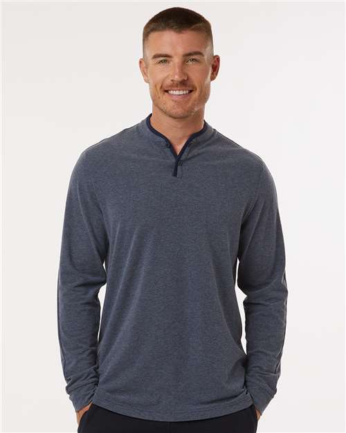 Men's Henley Long Sleeve T-Shirt - Collegiate Navy Melange