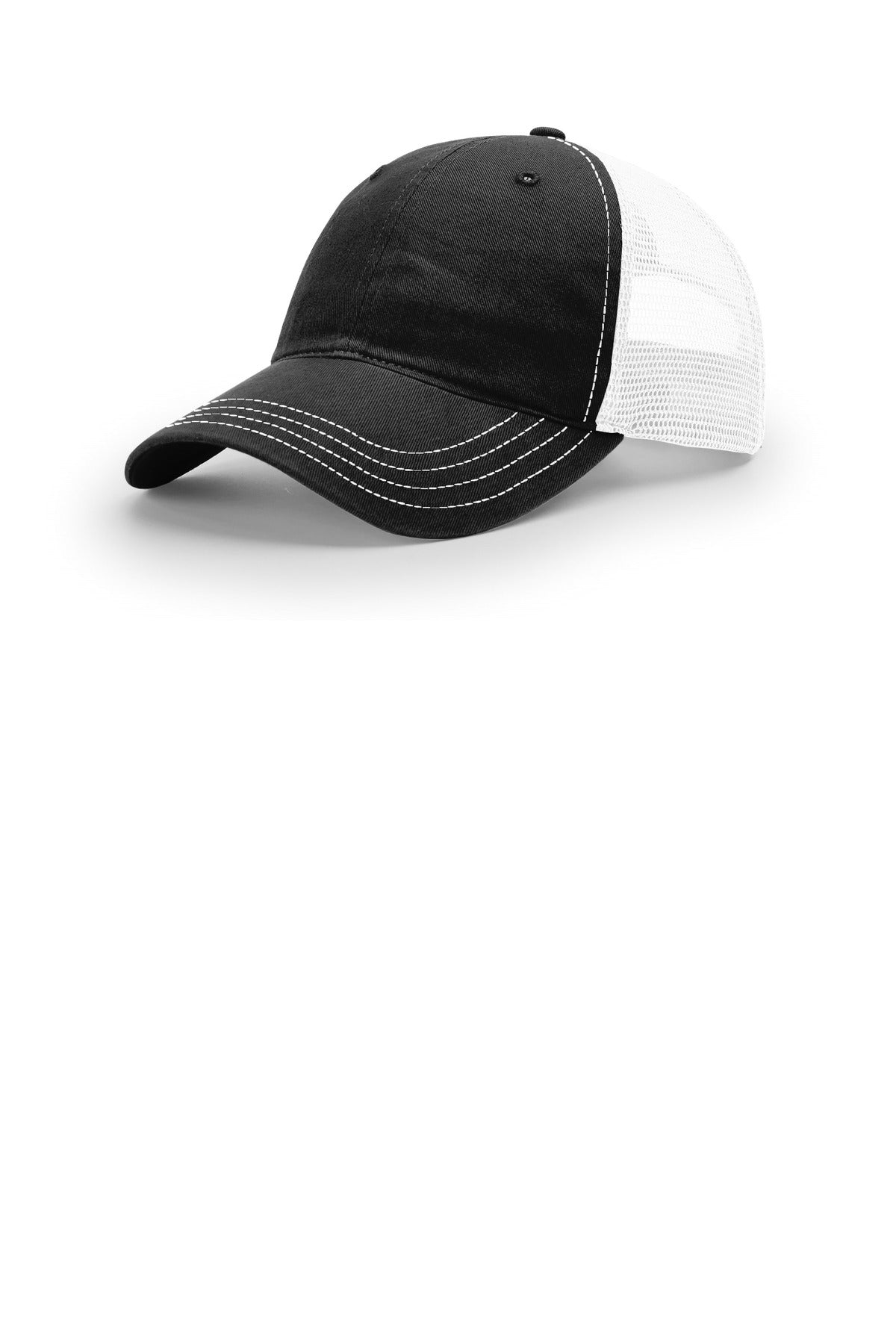 Richardson Garment Washed Trucker - Black/ White