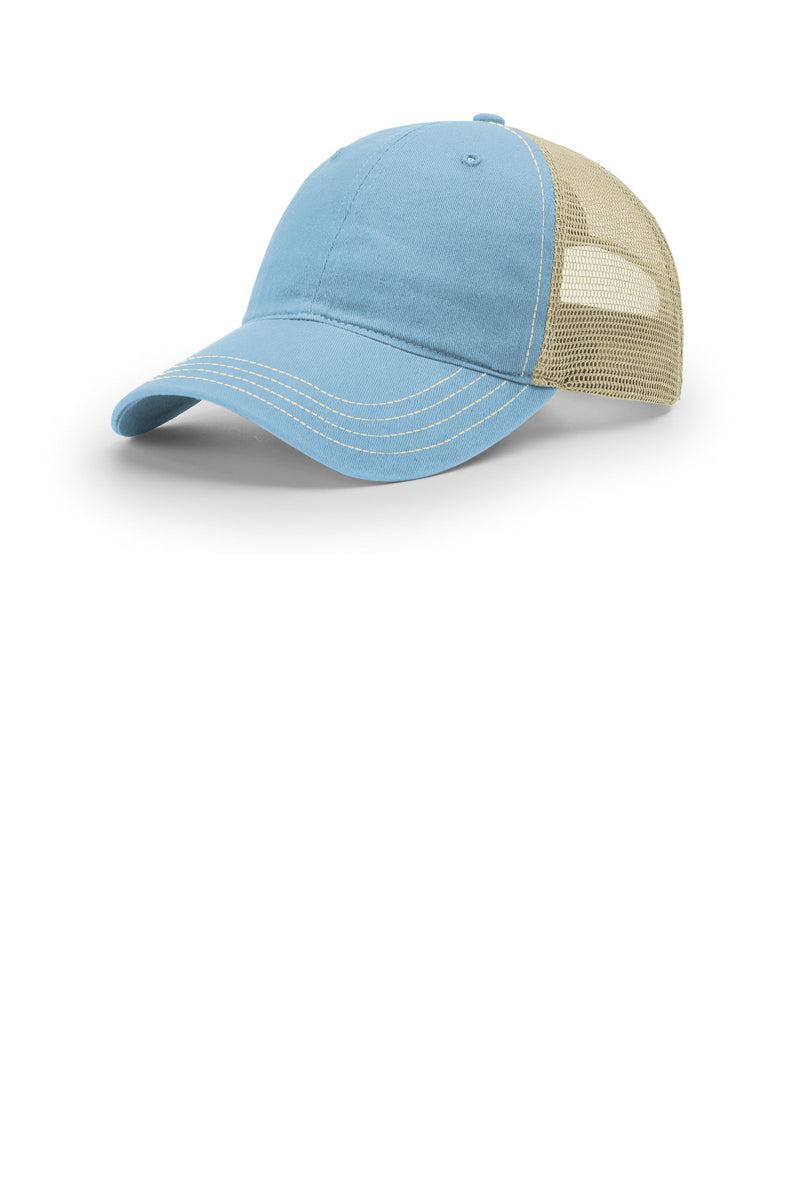 Richardson Garment Washed Trucker - Columbia Blue/ Khaki
