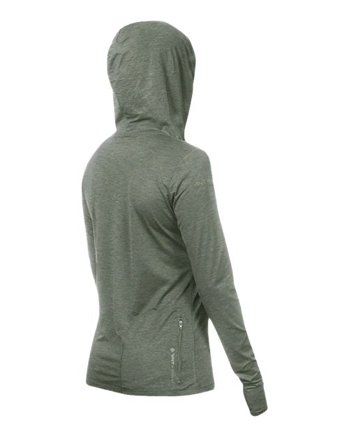 Women's Breeze Tech Hooded Long Sleeve T-Shirt - Dark Olive Heathered