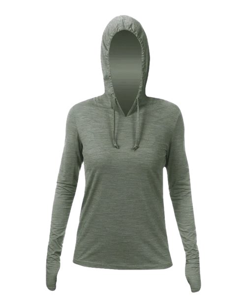 Women's Breeze Tech Hooded Long Sleeve T-Shirt - Dark Olive Heathered