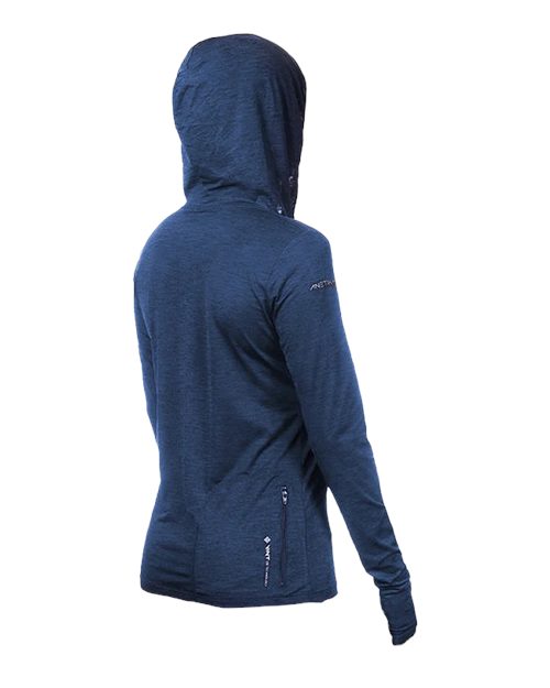 Women's Breeze Tech Hooded Long Sleeve T-Shirt - Navy Heathered