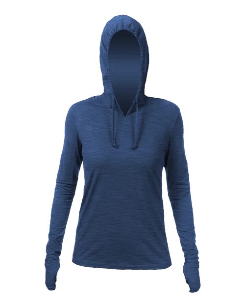 Women's Breeze Tech Hooded Long Sleeve T-Shirt - Navy Heathered