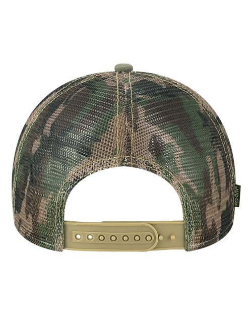 Mid-Pro Snapback Trucker Cap - Khaki/ Sage/ Camo Mesh