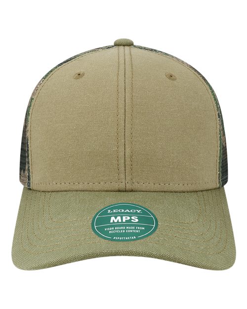 Mid-Pro Snapback Trucker Cap - Khaki/ Sage/ Camo Mesh
