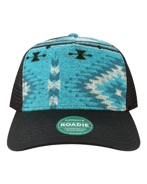 Five-Panel Adjustable Cap - Aqua Aztec/ Black