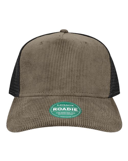 Five-Panel Adjustable Cap - Dark Grey Corduroy/ Black