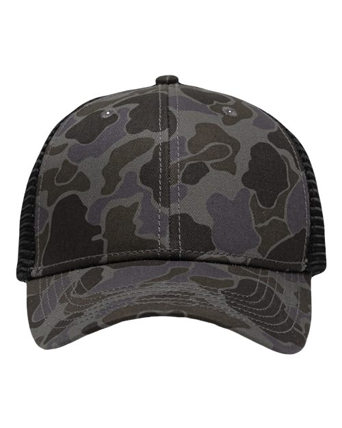 Traditional Lo-Pro Mesh Back Trucker Fit Cap - Chino Black Duck Camo/ Black