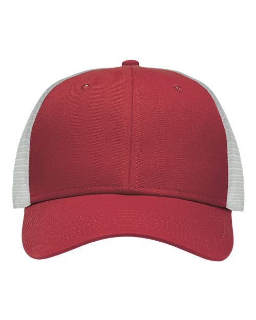 Traditional Lo-Pro Mesh Back Trucker Fit Cap - Chino Cardinal/ White