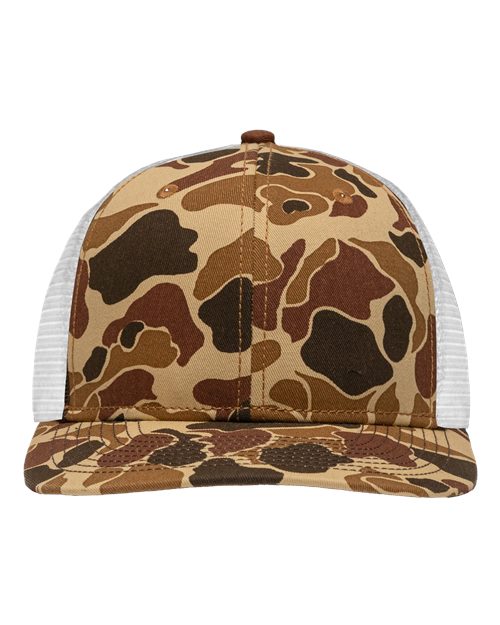 Traditional Lo-Pro Mesh Back Trucker Fit Cap - Chino Duck Camo/ White