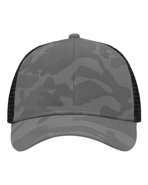 Traditional Lo-Pro Mesh Back Trucker Fit Cap - Grey Camo/ Black