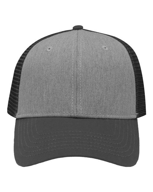 Traditional Lo-Pro Mesh Back Trucker Fit Cap - Heather Grey/ Charcoal/ Charcoal
