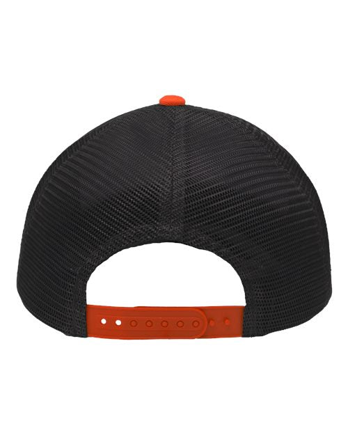 Traditional Lo-Pro Mesh Back Trucker Fit Cap - Heather Grey/ Charcoal/ Orange