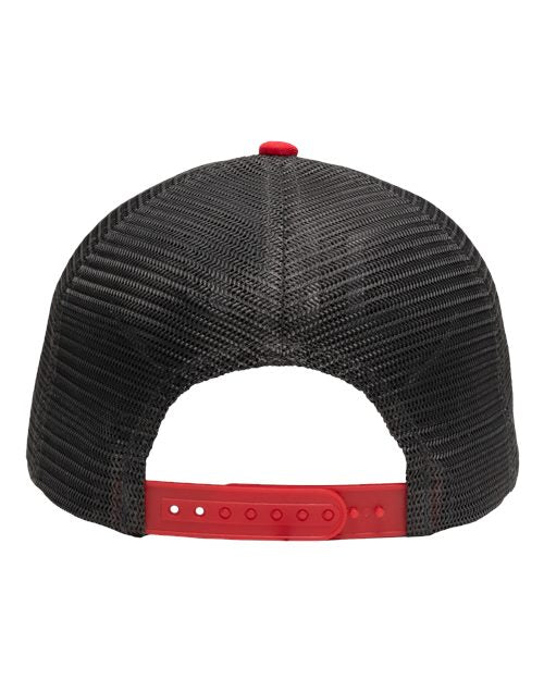 Traditional Lo-Pro Mesh Back Trucker Fit Cap - Heather Grey/ Charcoal/ Red