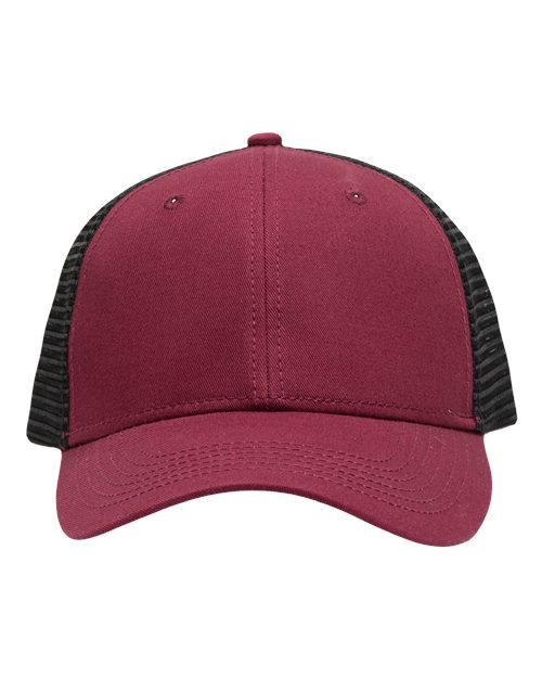 Traditional Lo-Pro Mesh Back Trucker Fit Cap - Chino Maroon/ Black