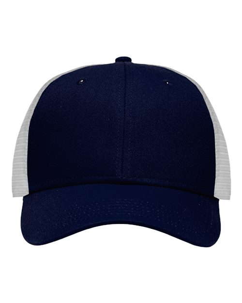 Traditional Lo-Pro Mesh Back Trucker Fit Cap - Chino Navy/ White