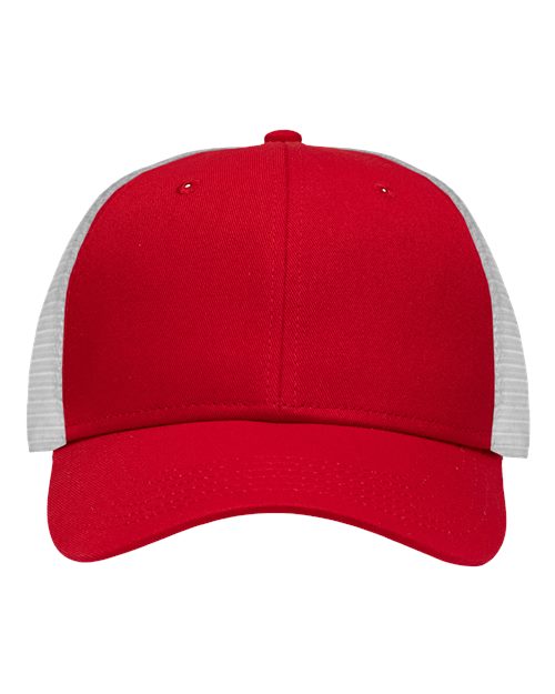 Traditional Lo-Pro Mesh Back Trucker Fit Cap - Chino Red/ White