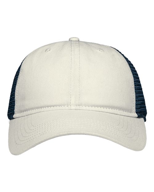 Traditional Lo-Pro Mesh Back Trucker Fit Cap - Chino Stone/ Navy