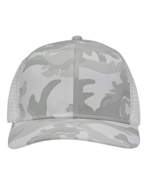 Traditional Lo-Pro Mesh Back Trucker Fit Cap - White Camo/ White
