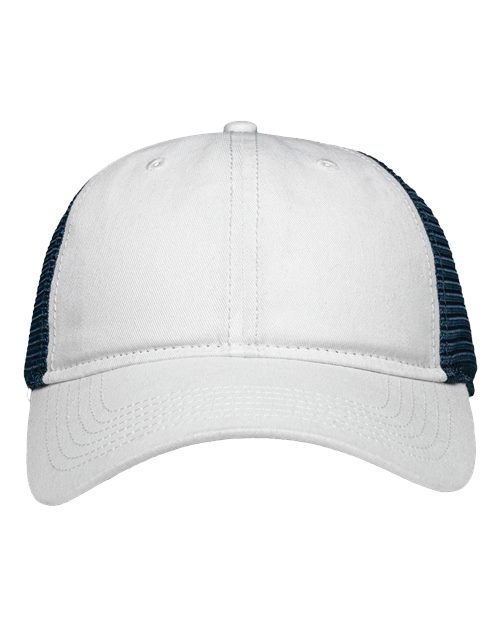 Traditional Lo-Pro Mesh Back Trucker Fit Cap - Chino White/ Navy