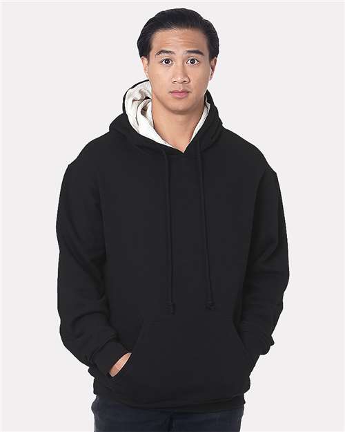 Unisex USA-Made Super Heavy Thermal Lined Hooded Sweatshirt - Black/ Cream