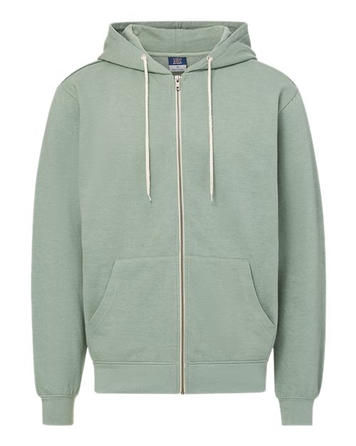 Unisex Retro Heather Full-Zip Hooded Sweatshirt - Greenstone