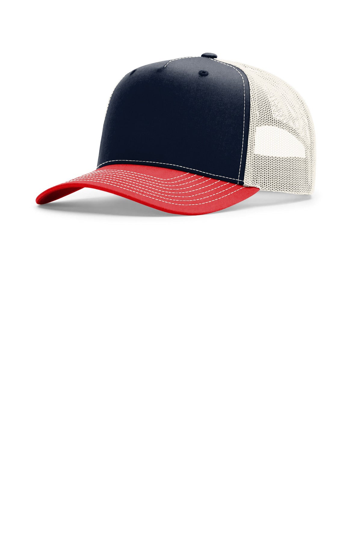 Richardson Five-Panel Champ Trucker - Navy/ Birch/ Red