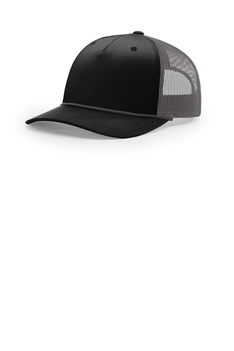 Richardson Five-Panel with Rope - Black/ Charcoal/ Charcoal