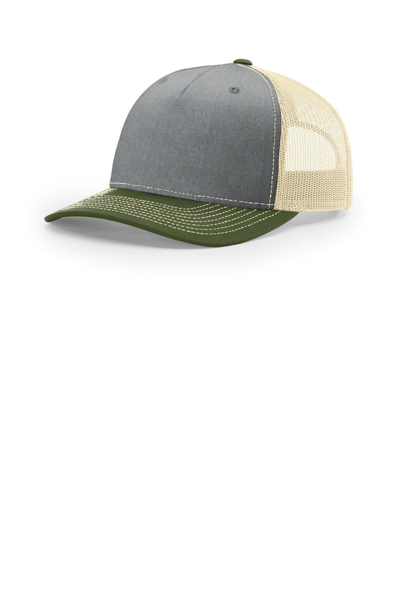 Richardson Five-Panel Trucker - Heather Grey/ Birch/ Army Olive