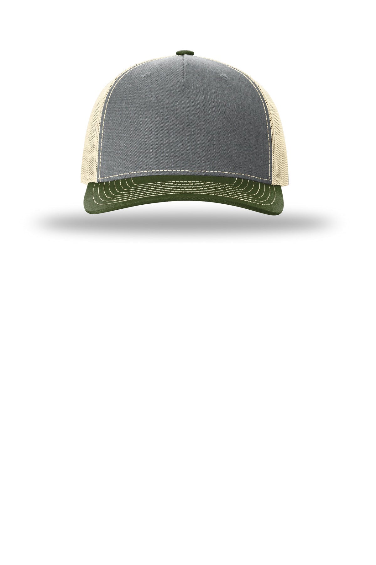 Richardson Five-Panel Trucker - Heather Grey/ Birch/ Army Olive