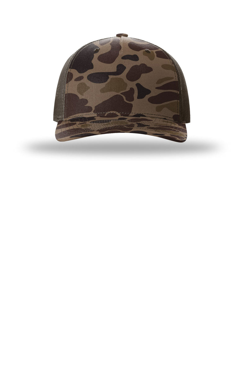 Richardson Printed Five-Panel Trucker - Bark Duck Camo/ Brown