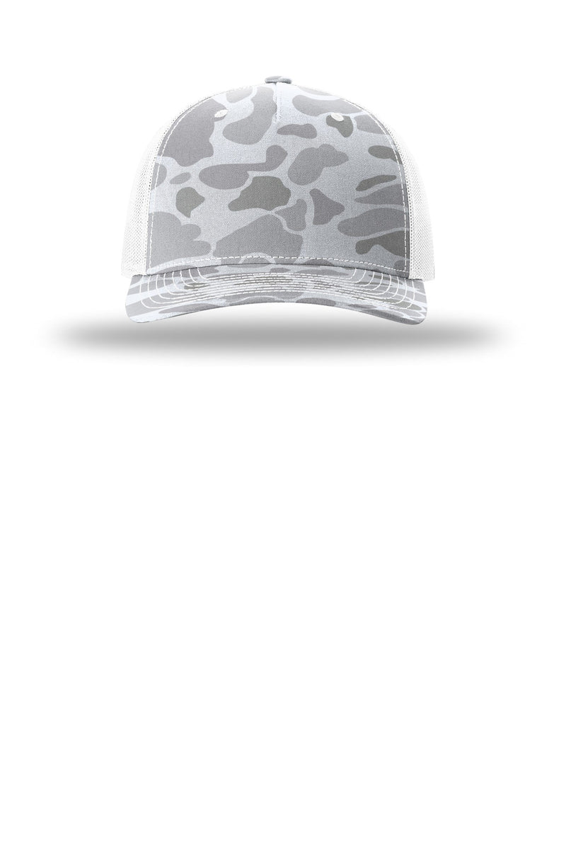 Richardson Printed Five-Panel Trucker - Blizzard Duck Camo/ White