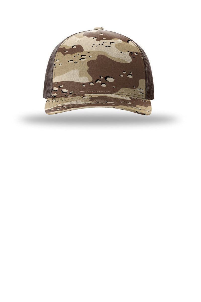 Richardson Printed Five-Panel Trucker - Desert Camo/ Brown