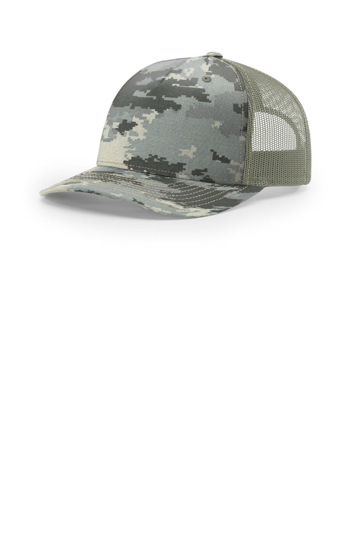 Richardson Printed Five-Panel Trucker - Digital Camo/ Light Green