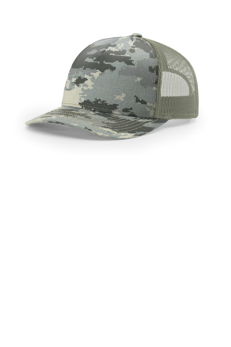 Richardson Printed Five-Panel Trucker - Digital Camo/ Light Green