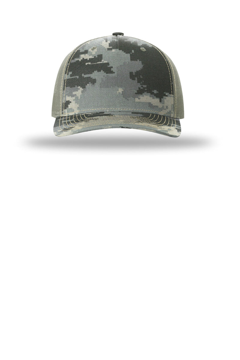 Richardson Printed Five-Panel Trucker - Digital Camo/ Light Green