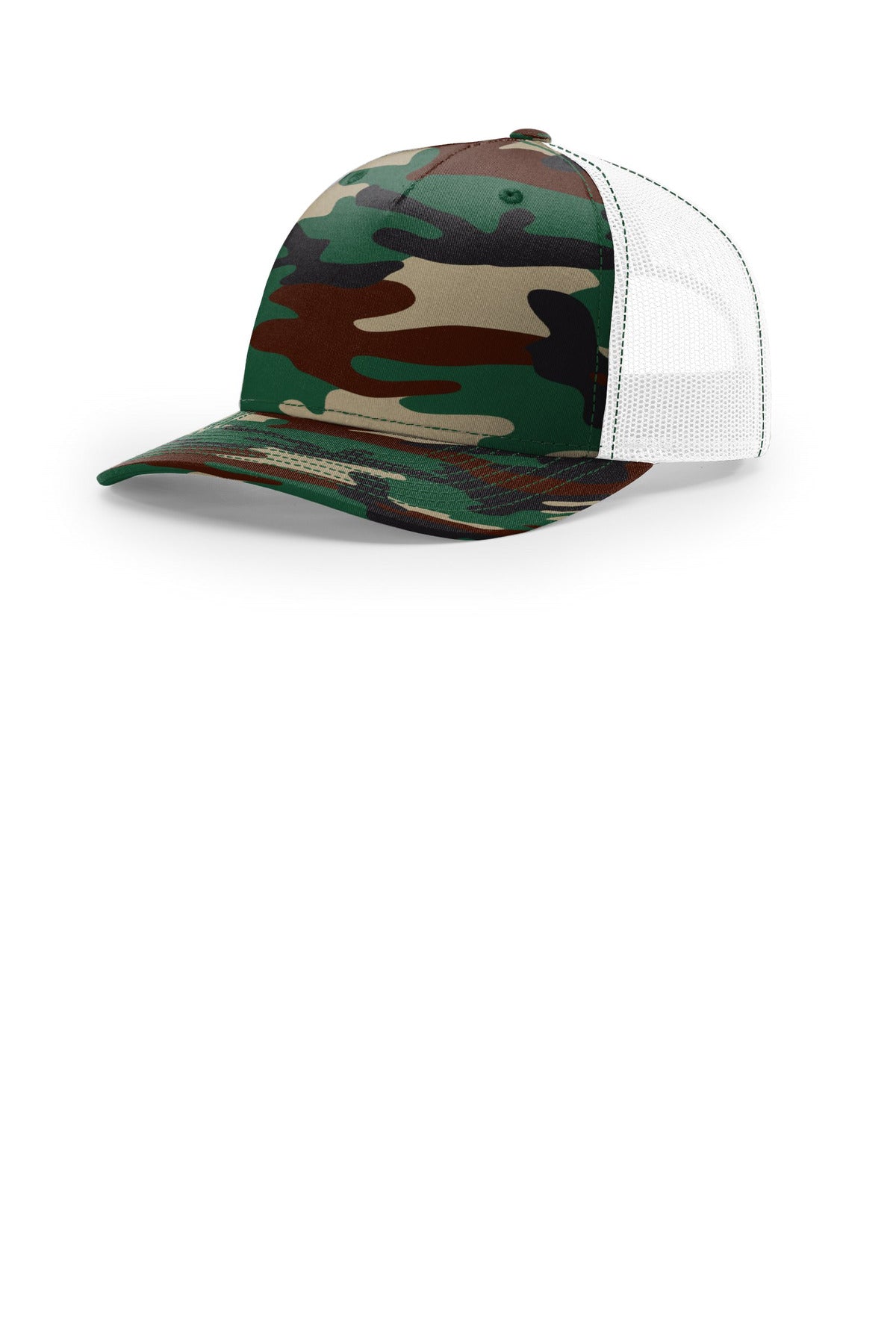 Richardson Printed Five-Panel Trucker - Green Camo/ White