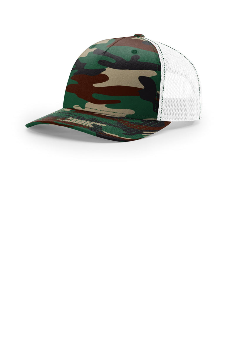 Richardson Printed Five-Panel Trucker - Green Camo/ White