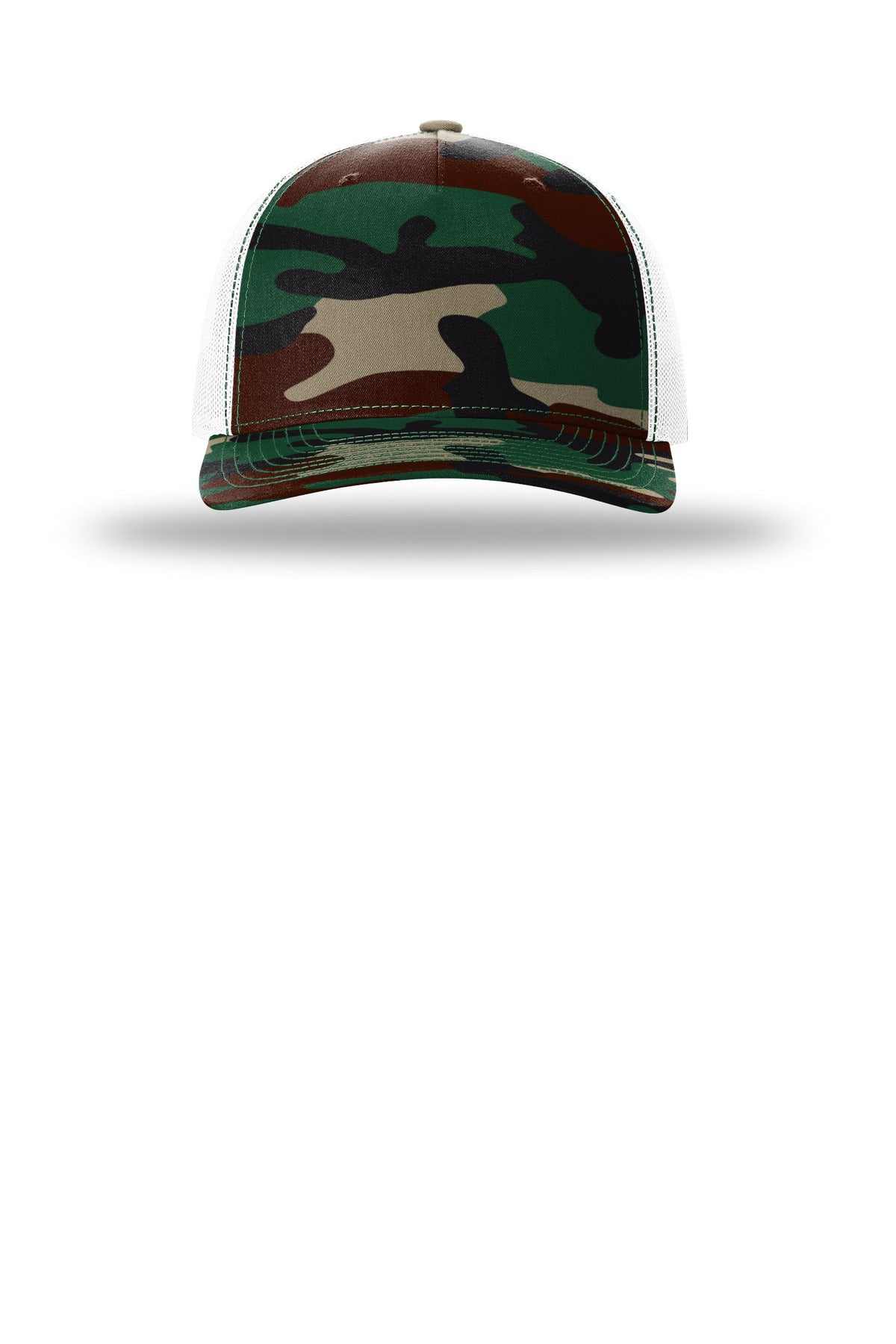 Richardson Printed Five-Panel Trucker - Green Camo/ White