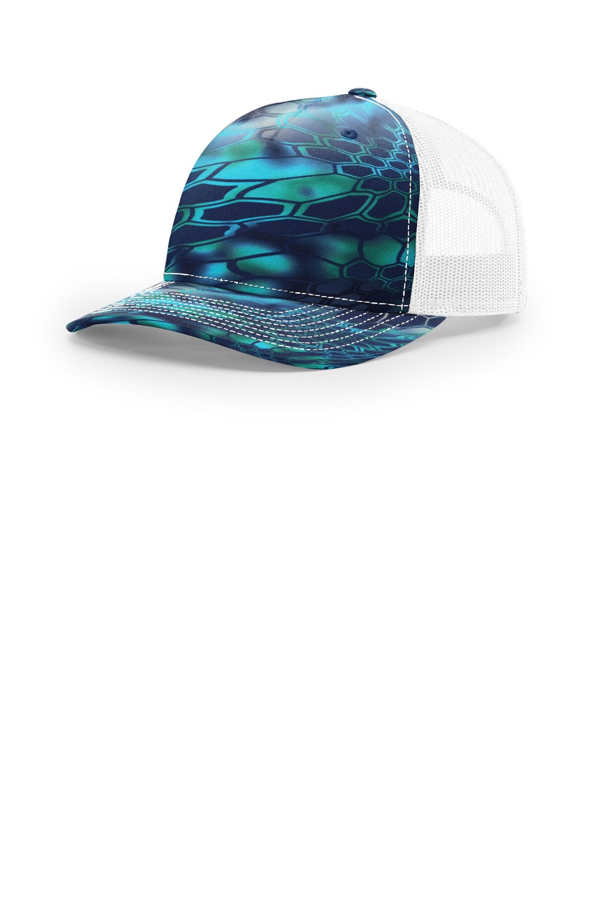 Richardson Printed Five-Panel Trucker - Kryptek Pontus/ White