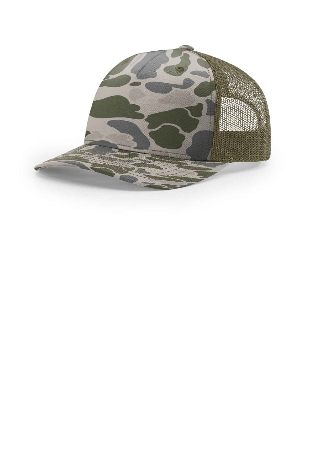 Richardson Printed Five-Panel Trucker - Marsh Duck Camo/ Loden