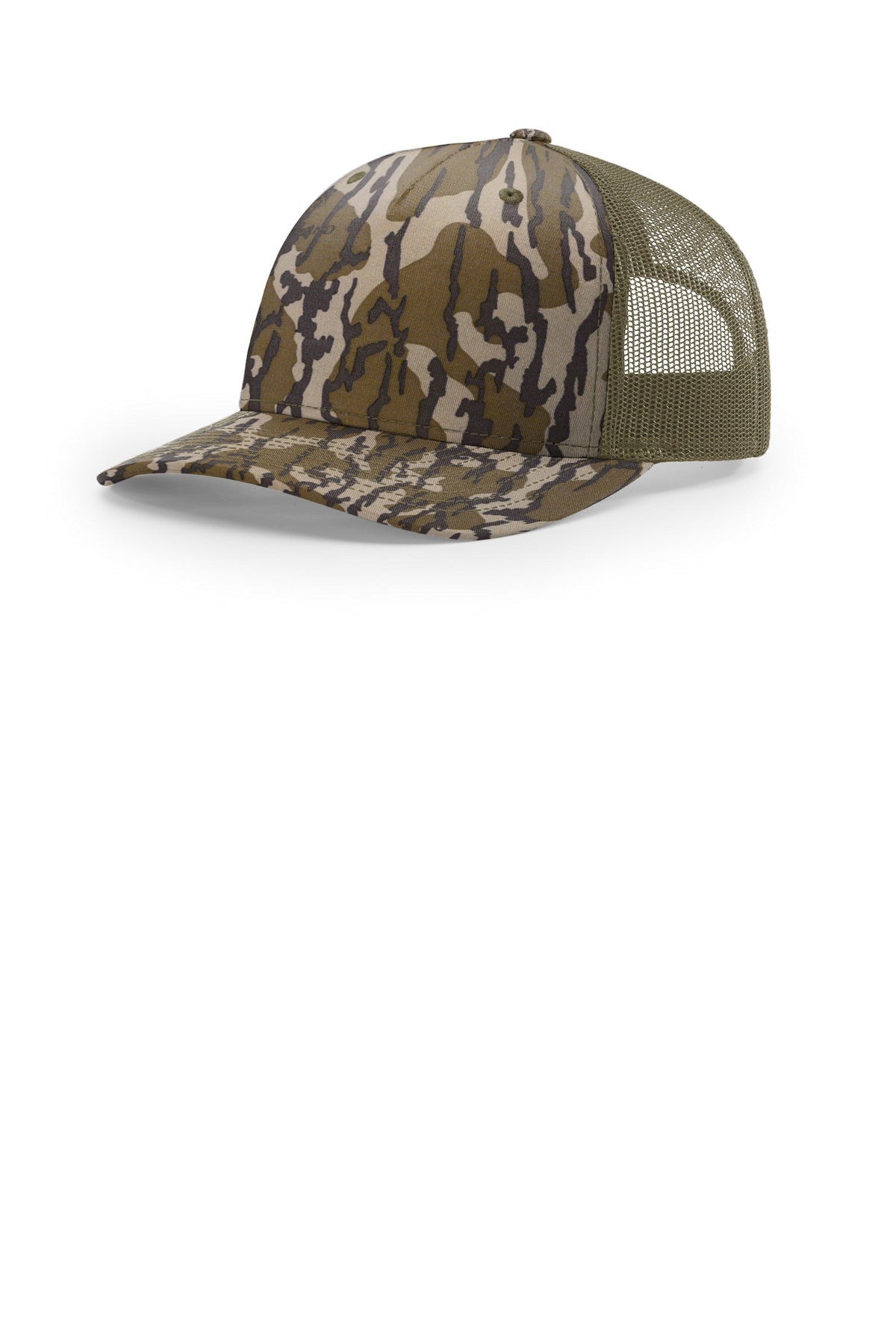 Richardson Printed Five-Panel Trucker - Mossy Oak Bottomland/ Loden