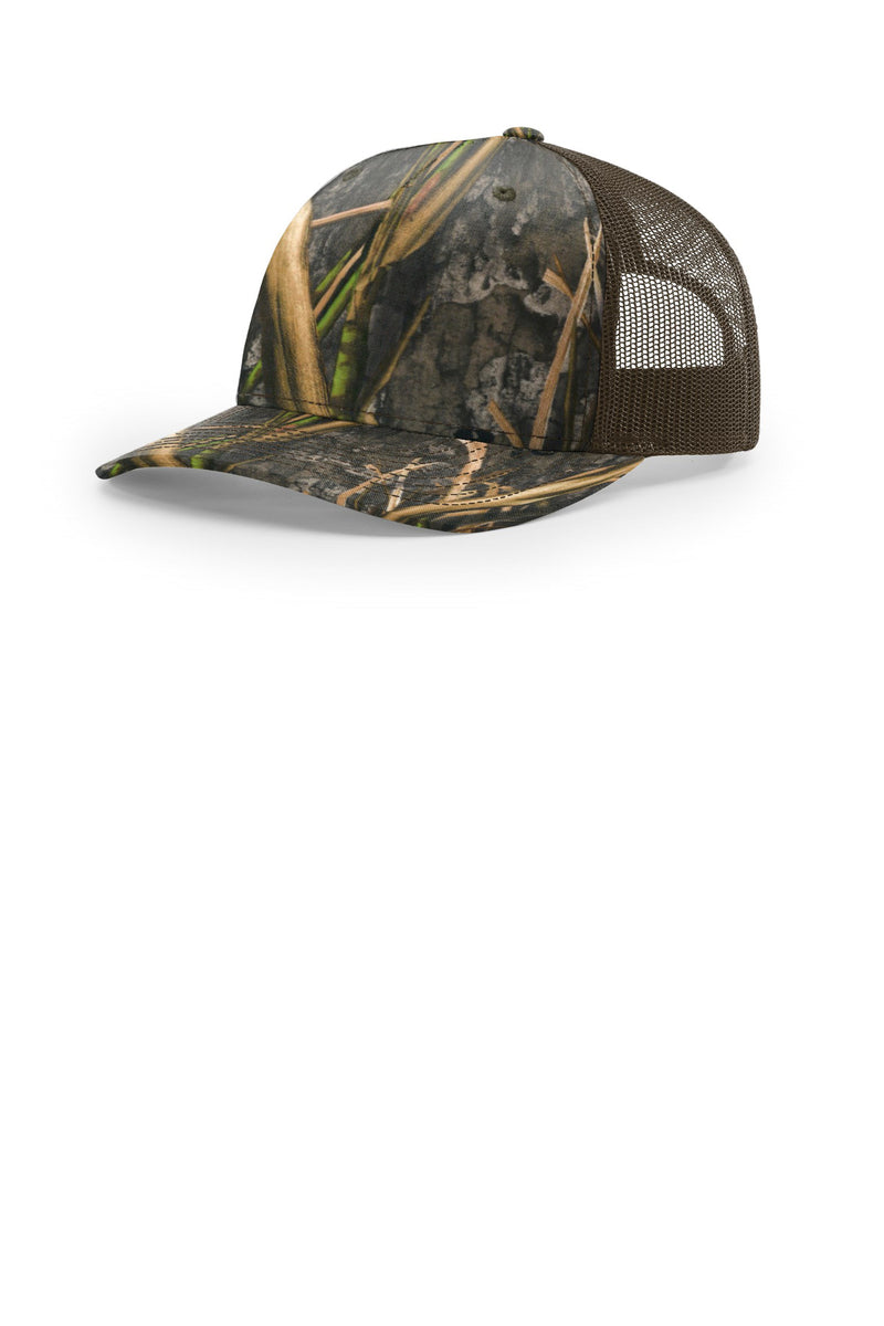 Richardson Printed Five-Panel Trucker - Mossy Oak Habitat/ Brown