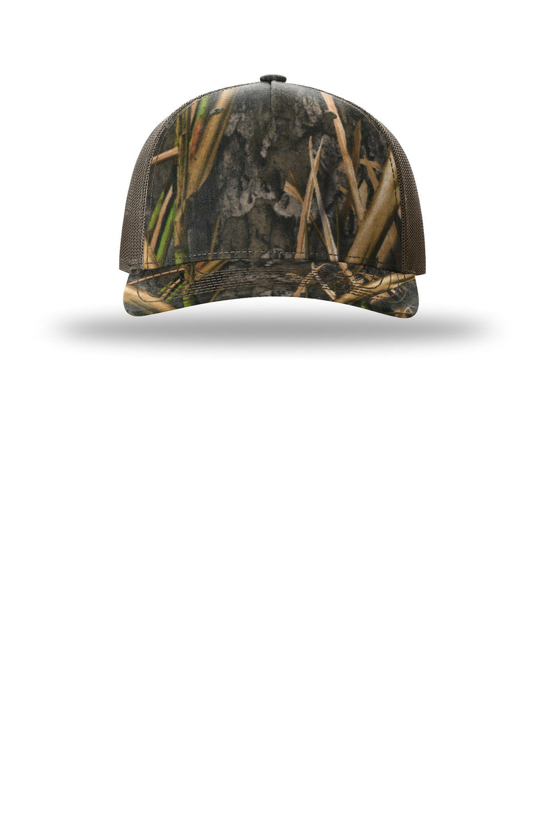 Richardson Printed Five-Panel Trucker - Mossy Oak Habitat/ Brown