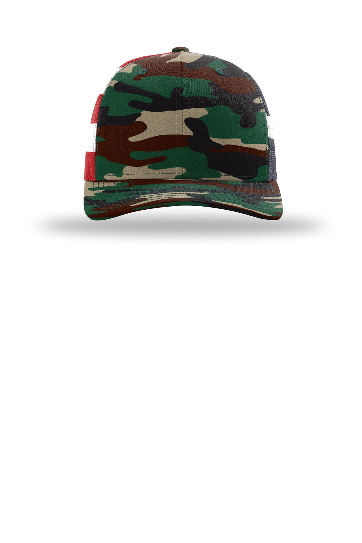 Richardson Printed Mesh Trucker - Green Camo/ Stars Stripes